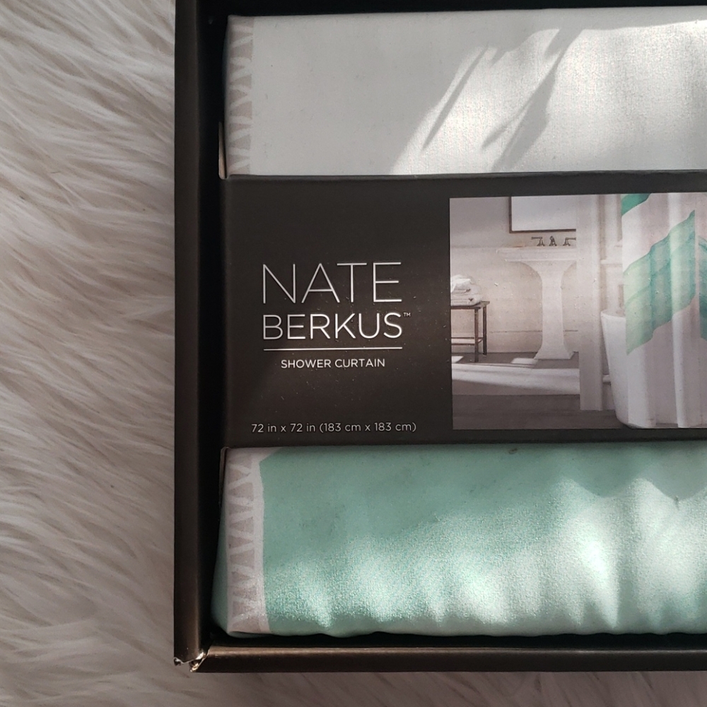 Nate Berkus NB Antigua Green White Shower Curtain